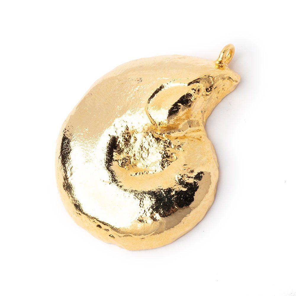 39x31mm Gold Leafed Ammonite Fossil Pendant 1 focal piece - Beadsofcambay.com