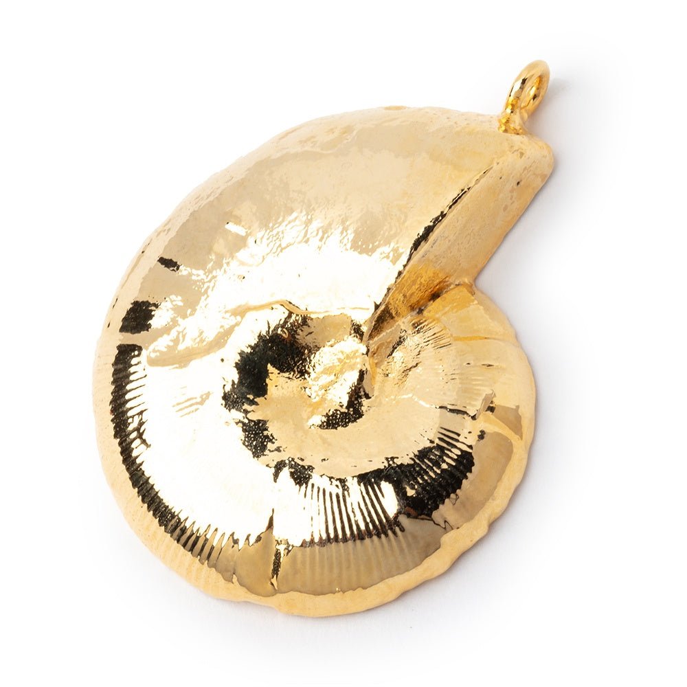 39x33mm Gold Leafed Ammonite Fossil Pendant 1 piece - Beadsofcambay.com