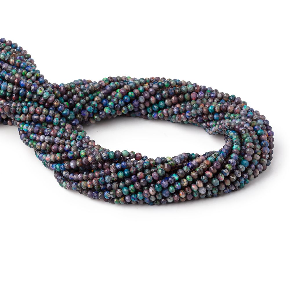 3mm Ethiopian Black Opal Micro Faceted Rondelle Beads 12.25 inch 130 pieces AA - Beadsofcambay.com