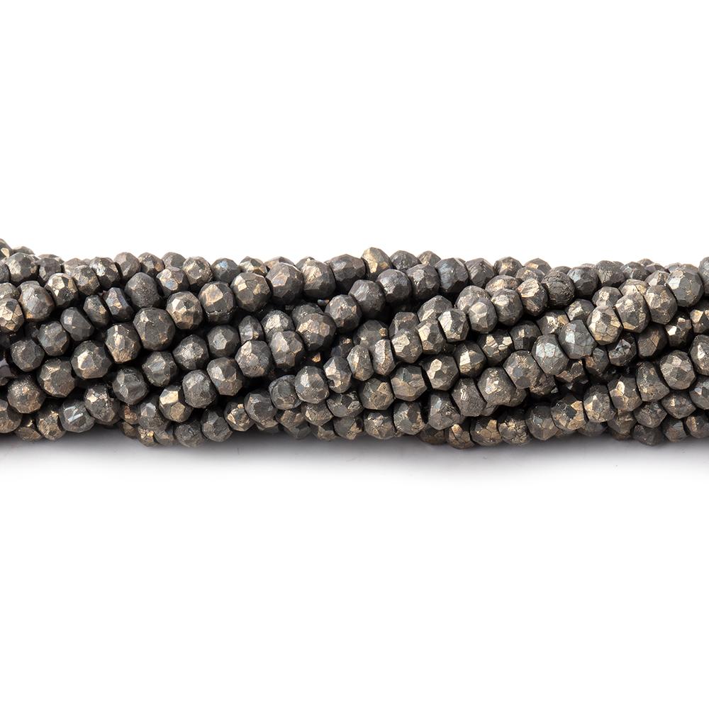 3mm Golden Pyrite Faceted Rondelle Beads 13 inch 154 pieces - Beadsofcambay.com