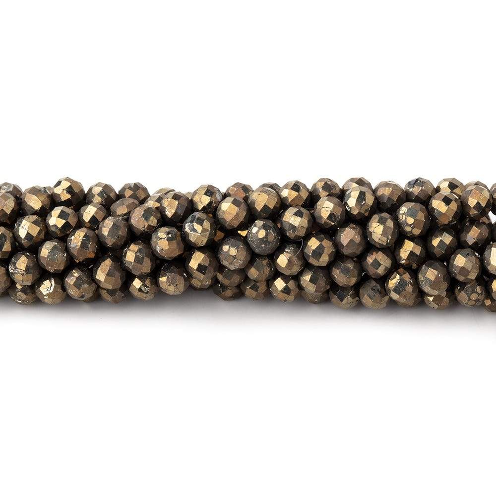 3mm Golden Pyrite micro faceted rounds 13 inch 105 pieces AAA - Beadsofcambay.com