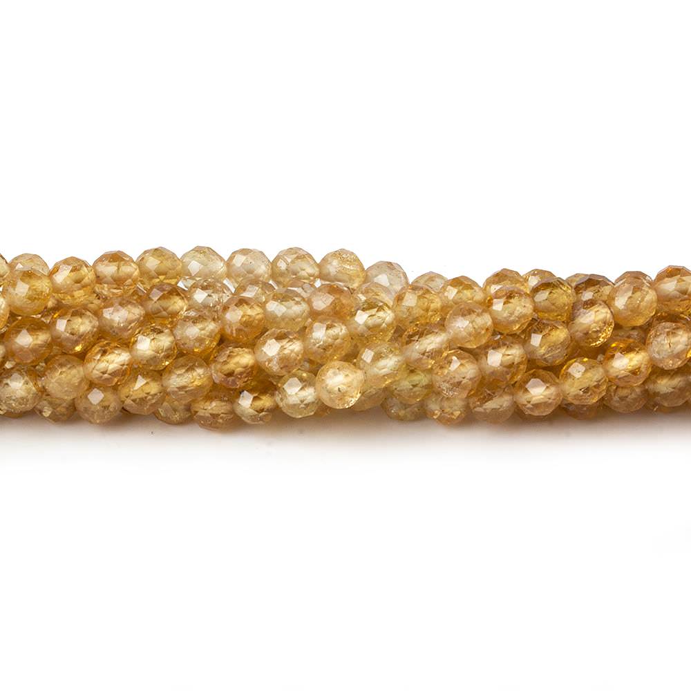 3mm Golden Tourmaline micro faceted rounds 13 inch 102 pieces AAA - Beadsofcambay.com