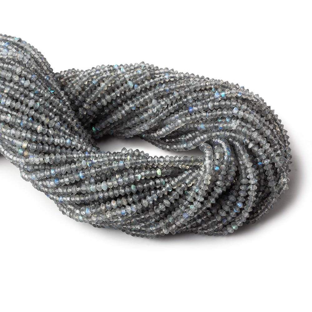 3mm Labradorite micro faceted disc rondelle beads 12.5 inch 155 pieces AAA - Beadsofcambay.com