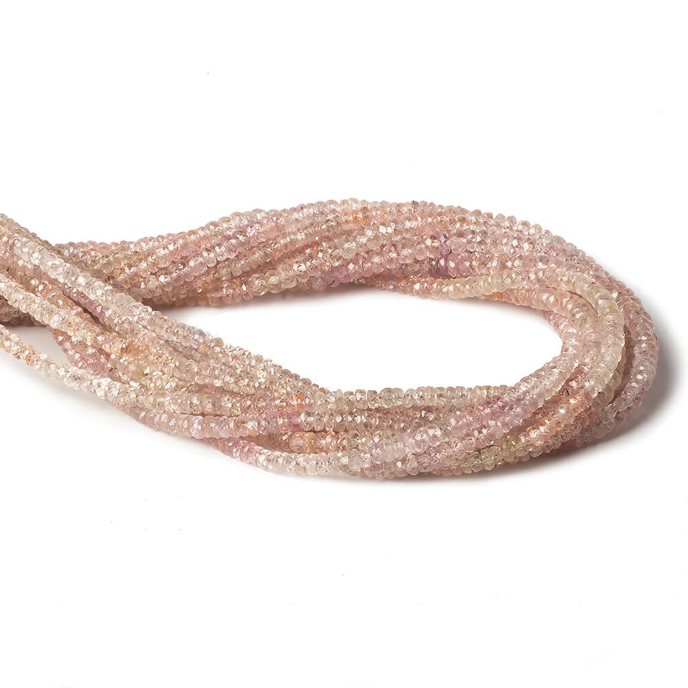 3mm Light Pink Sapphire Faceted Rondelle Beads 14 inch 180 pieces - Beadsofcambay.com