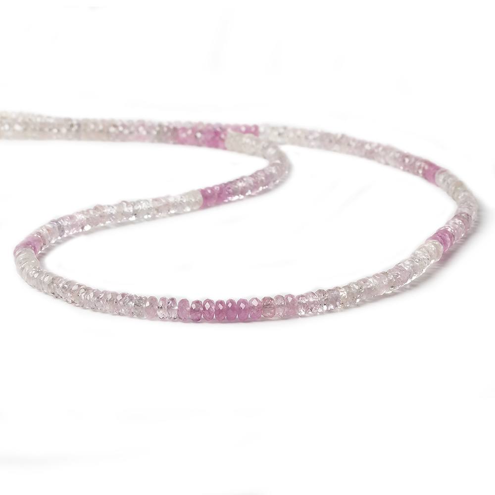 3mm Pink Sapphire Beads Faceted Rondelle 14 inch 180 pieces - Beadsofcambay.com