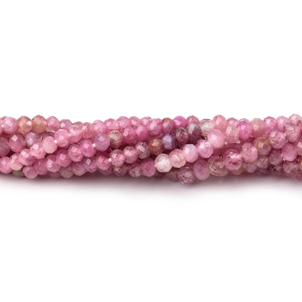 3mm Pink Tourmaline Micro Faceted Rondelle Beads 13 inch 120 pieces - Beadsofcambay.com