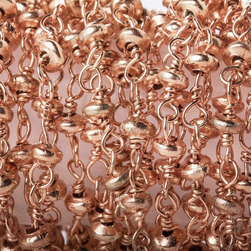 3mm Rose Gold plated rondelle Rose Gold plated Chain by the foot - Beadsofcambay.com