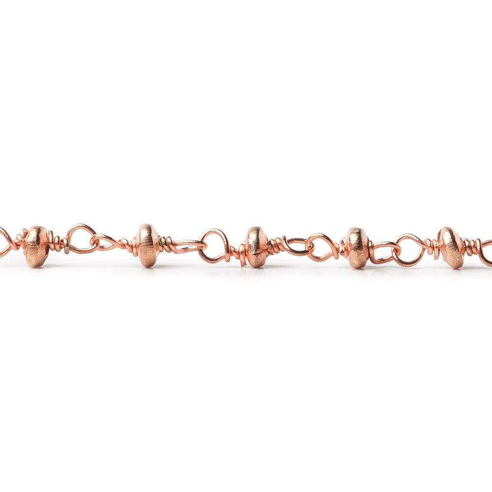 3mm Rose Gold plated rondelle Rose Gold plated Chain by the foot - Beadsofcambay.com