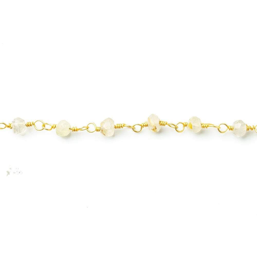 3mm Rutilated Quartz Gold Chain by the foot - Beadsofcambay.com