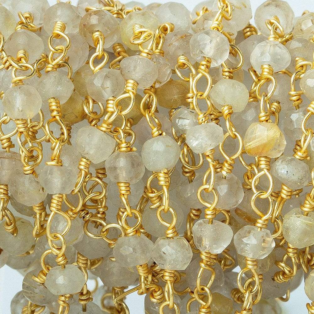 3mm Rutilated Quartz Gold Chain by the foot - Beadsofcambay.com