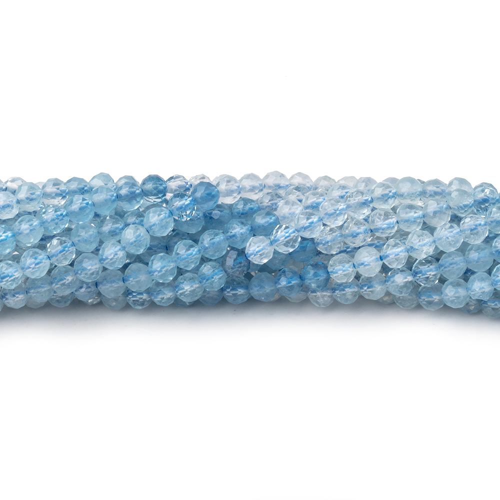 Top Quality Aquamarine Multi Facated Round Beads, Aquamarine Beads For Jewelry, Ready To Wear, Multi Aquamarine Necklace, offers 16 Inches Strand.