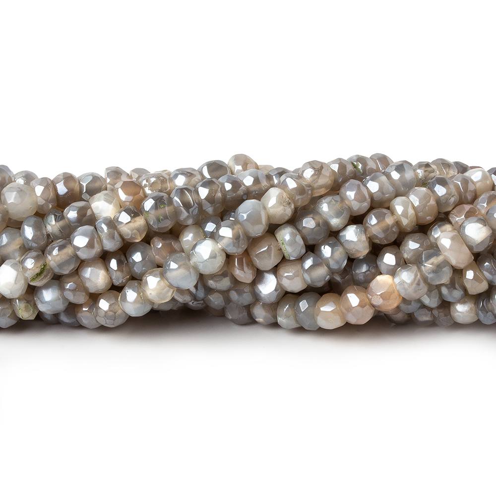 4-4.5mm Mystic Brown & Grey Moonstone 1mm large hole faceted rondelles 13 inch 105 beads - Beadsofcambay.com