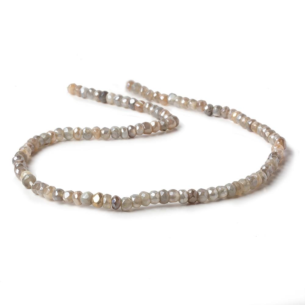 4-4.5mm Mystic Brown & Grey Moonstone 1mm large hole faceted rondelles 13 inch 105 beads - Beadsofcambay.com