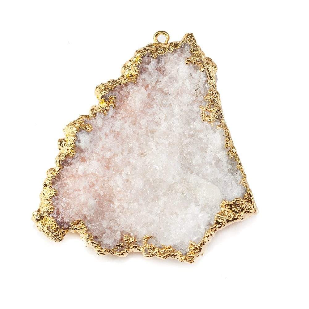 40x39mm 22kt Gold Leaf Edged Calcite Mineral Crystal Pendant 1 piece - Beadsofcambay.com