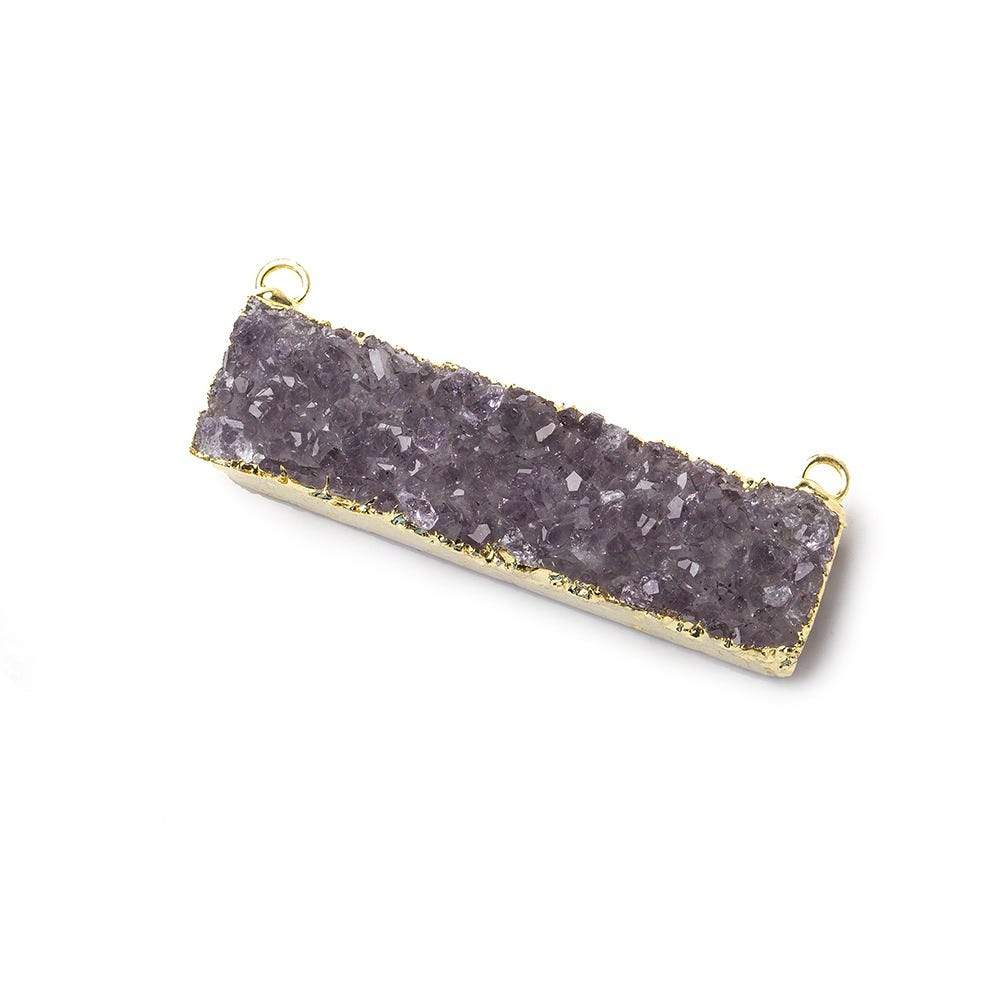 40x8mm Gold Leaf Edged Amethyst Drusy East West Bar Connector 1 piece