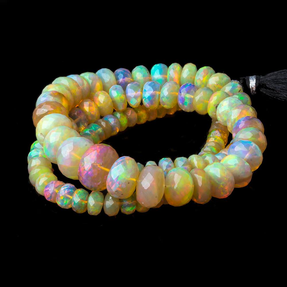 4.5-11mm Golden Ethiopian Opal faceted rondelle beads 16 inch 109 pieces - Beadsofcambay.com