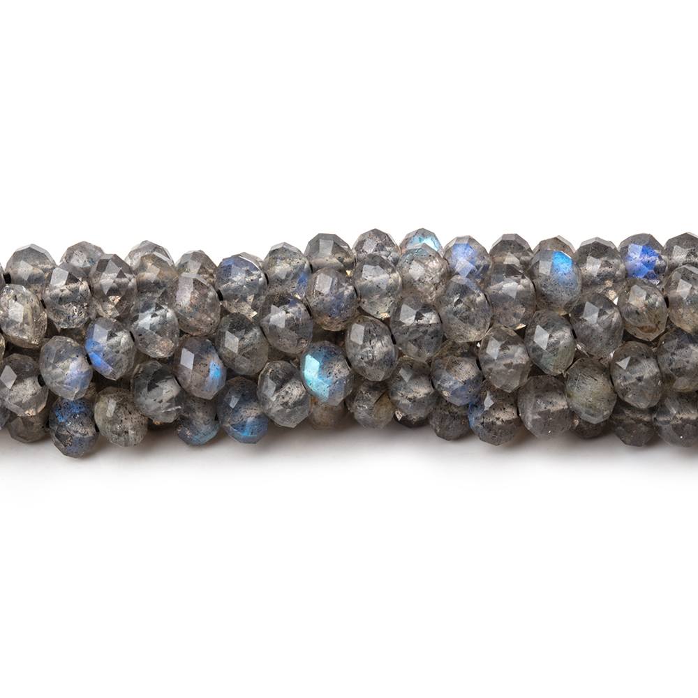 Faceted Round Labradorite Gemstone Beads with Silver Core Fit