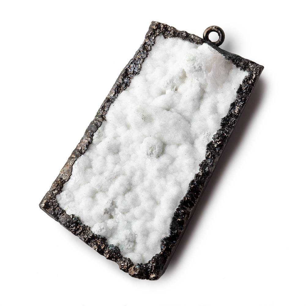 46x28mm Black Gold Leafed White Drusy Freeform Pendant 1 piece - Beadsofcambay.com