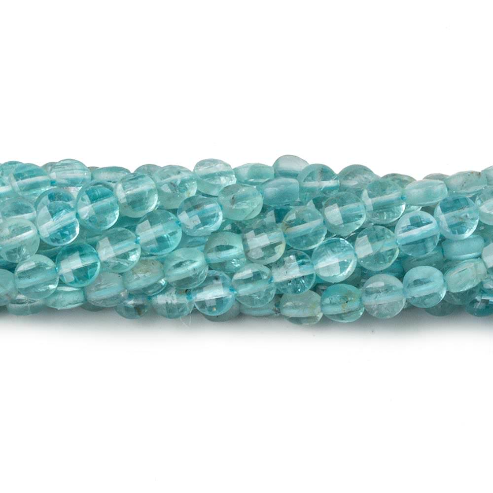 4mm Apatite checkerboard calibrated faceted coins 12.5 inch 82 beads AAA - Beadsofcambay.com