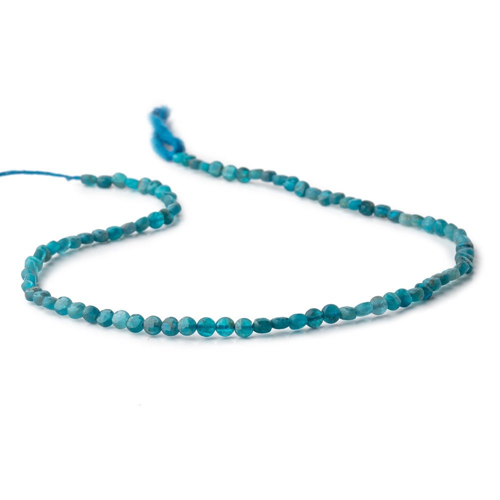 4mm Apatite Checkerboard Faceted Calibrated Coin Beads 12.25 inch 85 pieces - Beadsofcambay.com