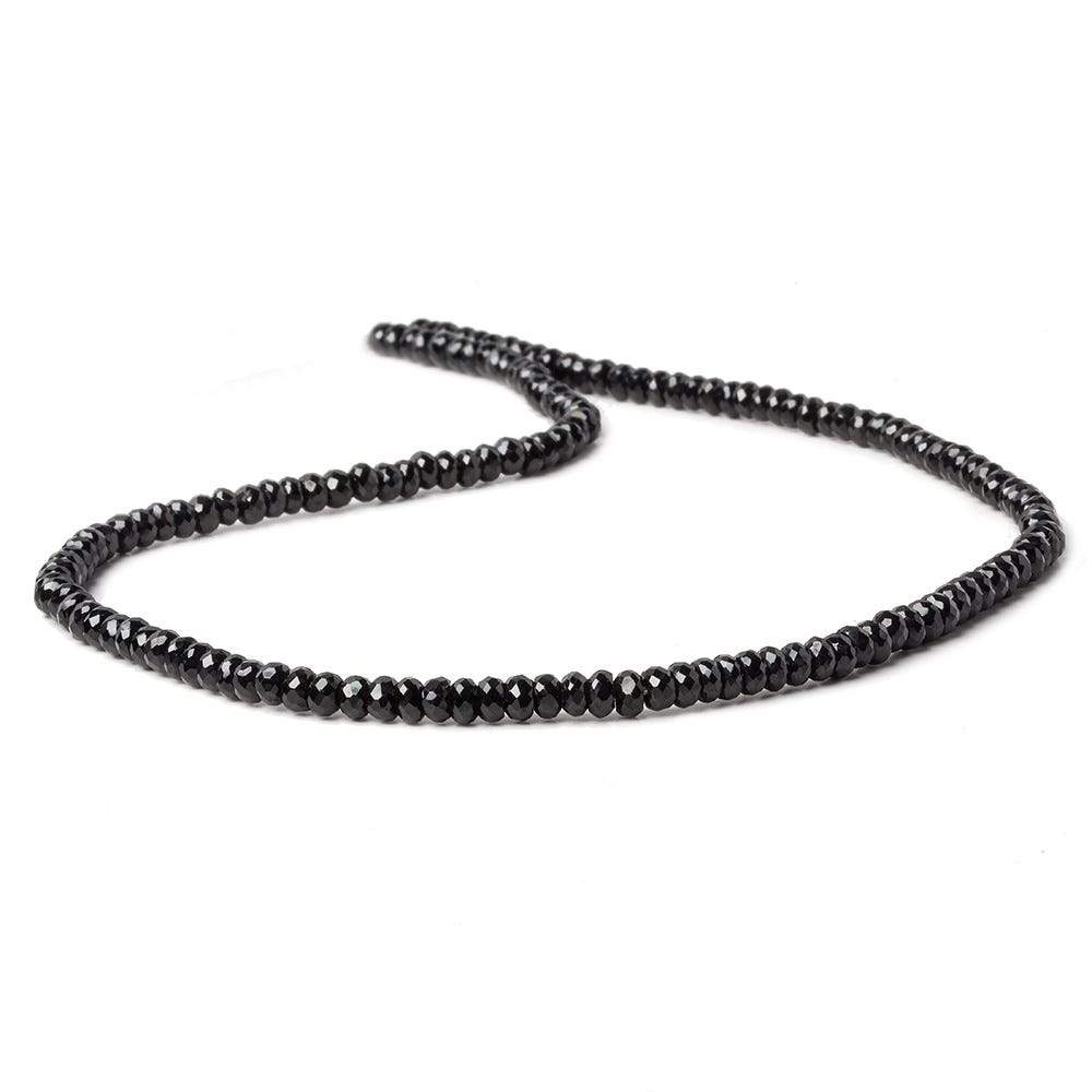 4mm Black Spinel faceted rondelles 1mm hole 14 inch 130 beads AAA - Beadsofcambay.com