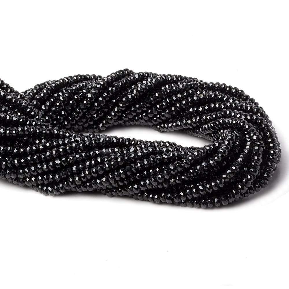 4mm Black Spinel faceted rondelles 1mm hole 14 inch 130 beads AAA - Beadsofcambay.com