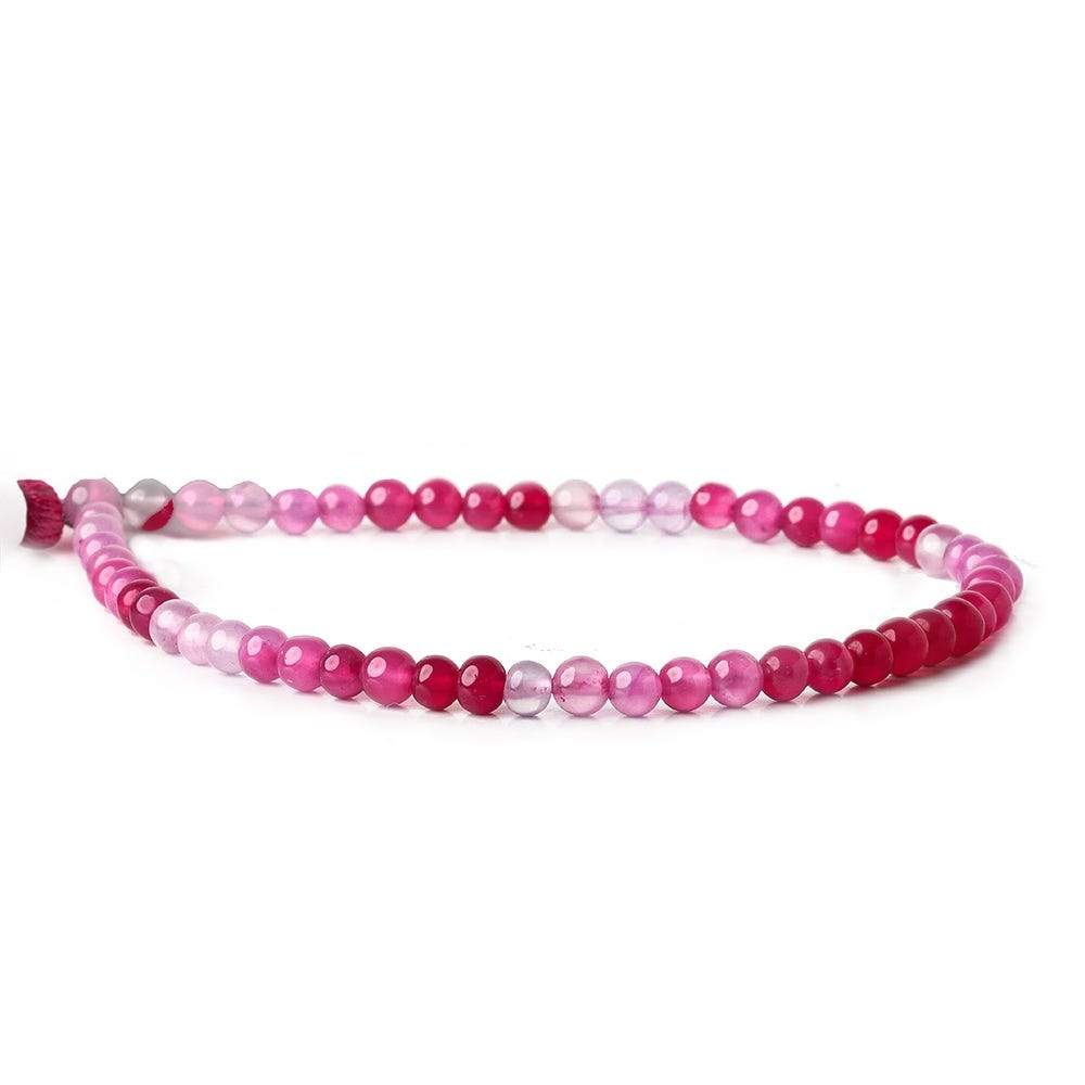 4mm Hot Pink Chalcedony Plain Rounds 8 inch 54 beads - Beadsofcambay.com