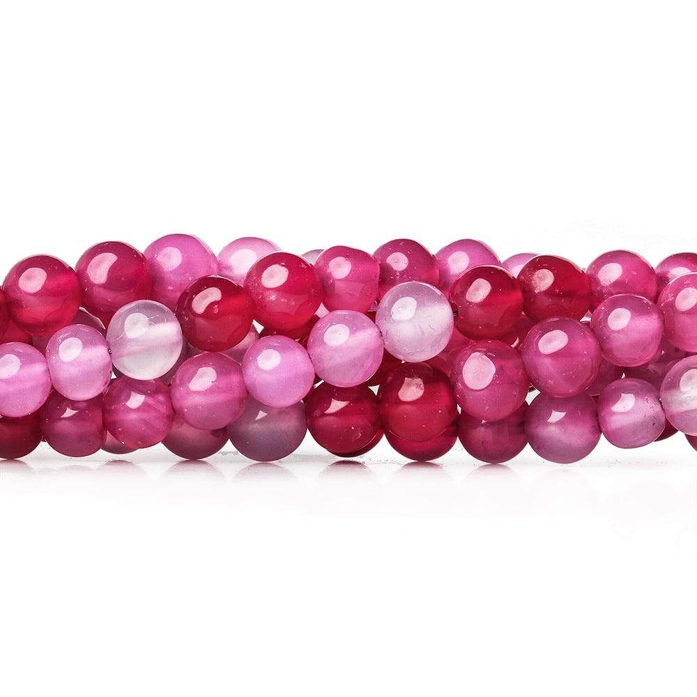 4mm Hot Pink Chalcedony Plain Rounds 8 inch 54 beads - Beadsofcambay.com