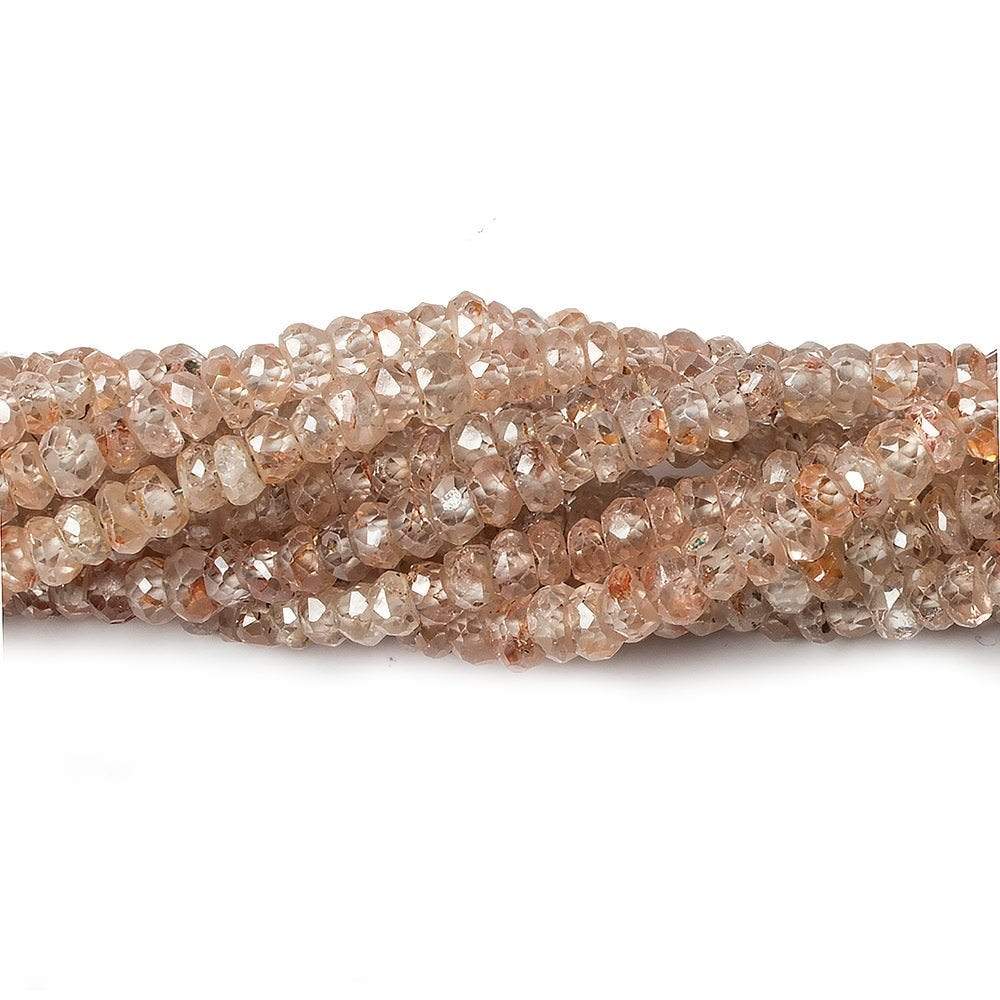 4mm Rose and Champagne Zircon Faceted Rondelle Beads 14 inch 180 pieces - Beadsofcambay.com