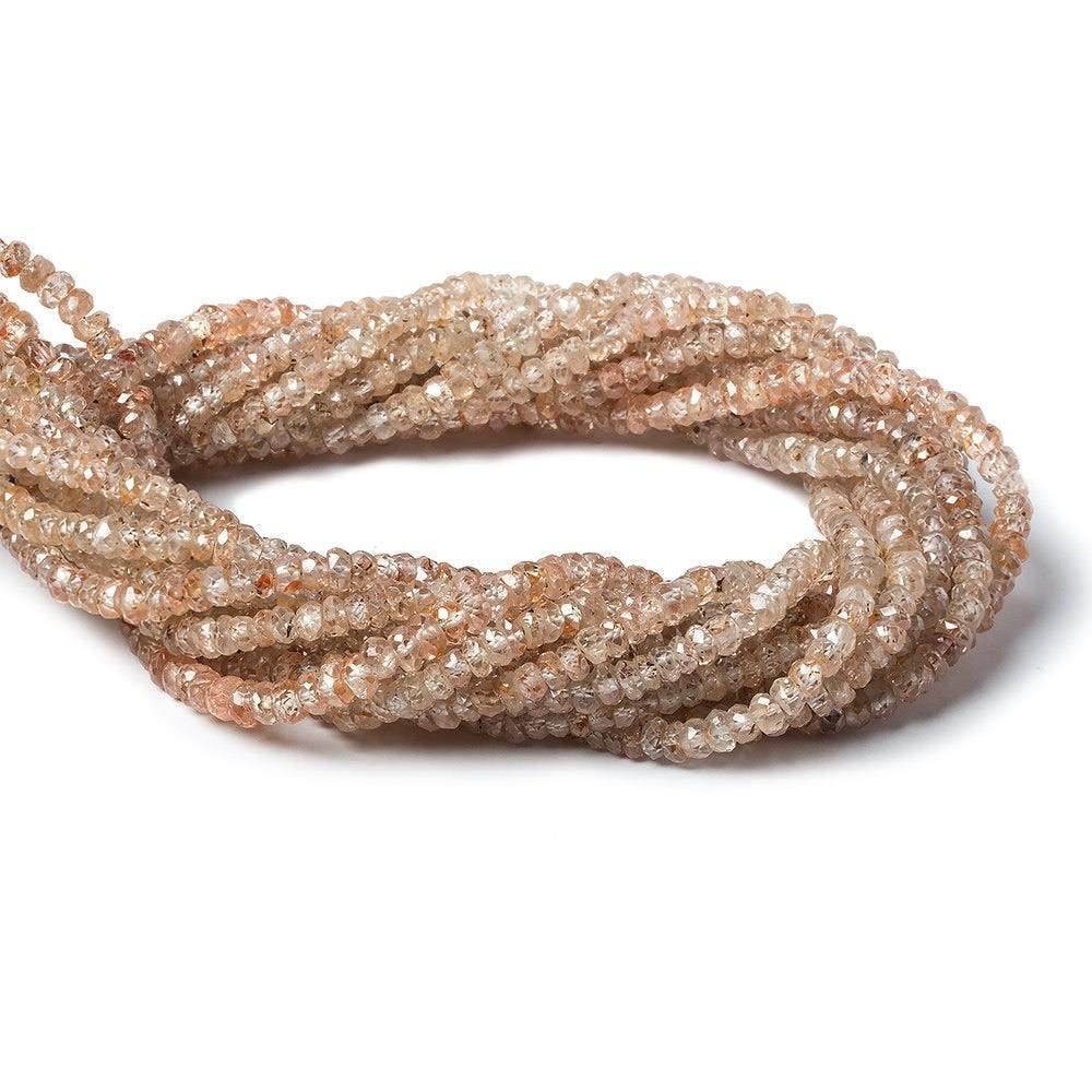 4mm Rose and Champagne Zircon Faceted Rondelle Beads 14 inch 180 pieces - Beadsofcambay.com