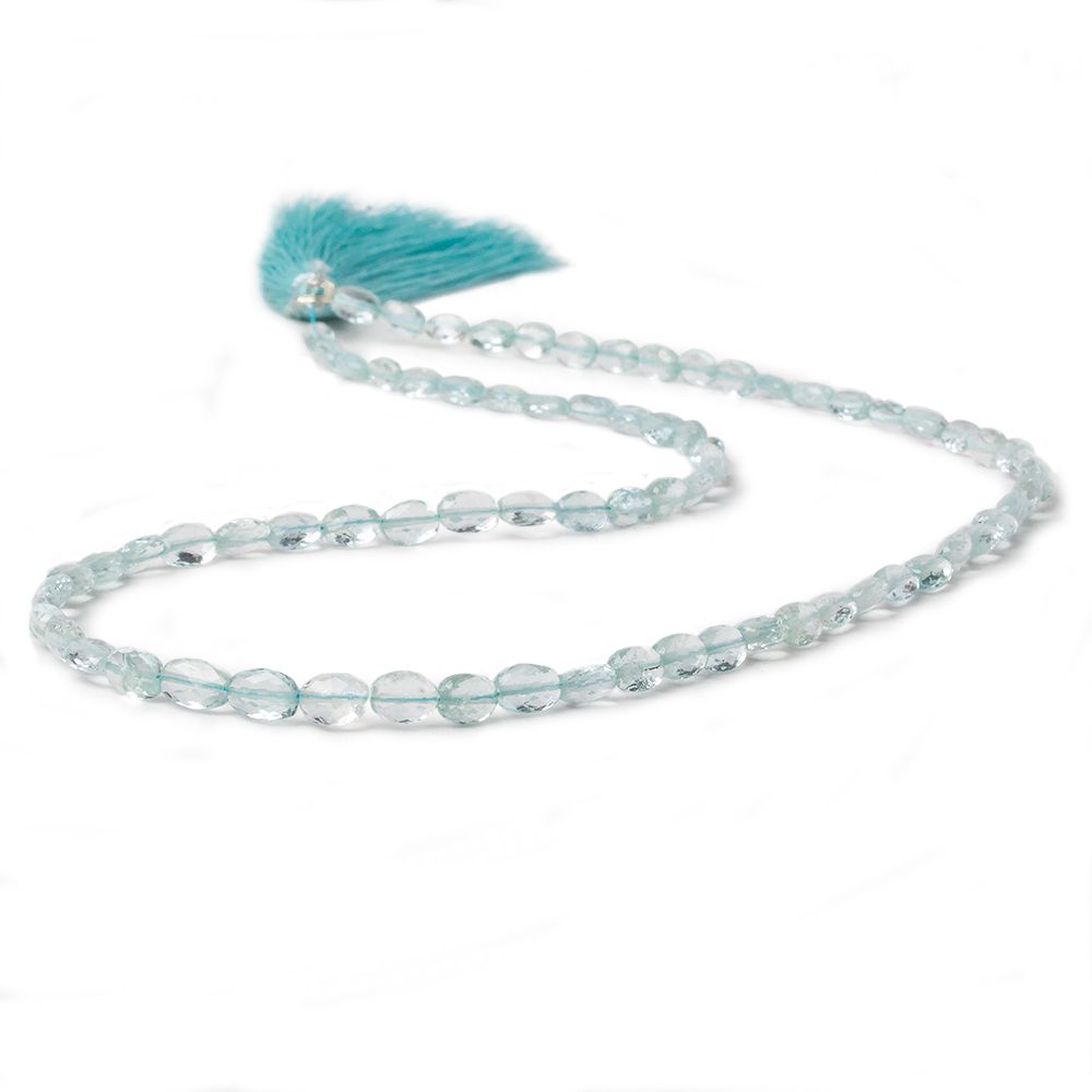 4x3mm - 6x4mm Aquamarine faceted oval beads 16 inch 76 pieces AA - Beadsofcambay.com