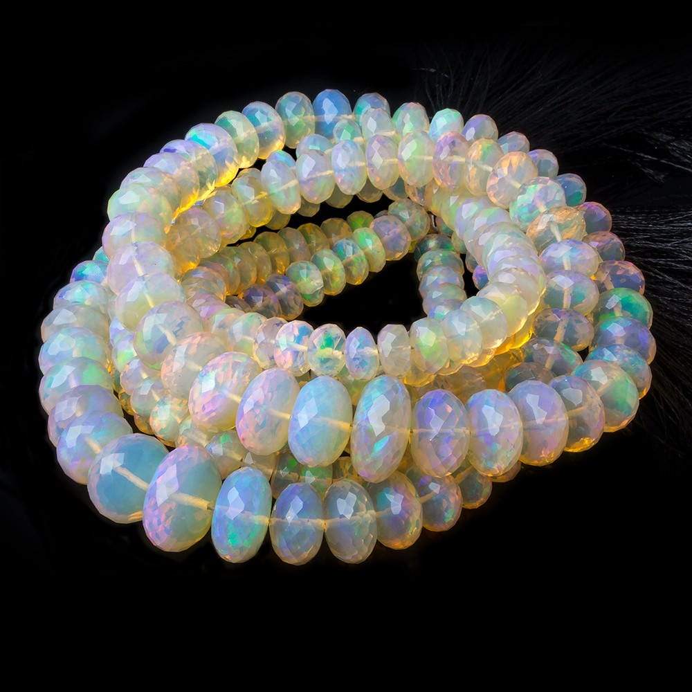 5-12mm Golden Ethiopian Opal faceted rondelle beads 16.5 inch 110 pieces - Beadsofcambay.com