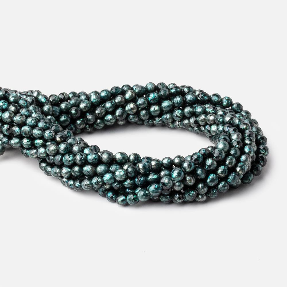 5-6mm Teal Faceted Round Freshwater Pearls 16 inch 69 pieces - Beadsofcambay.com