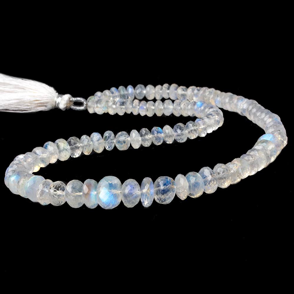 17 inches - Trully Awsome High Quality Rainbow MOONSTONE - Sparkle - Micro Faceted Rondell Beads Full Flashy Blue Fire size 3 - shops 7 mm approx