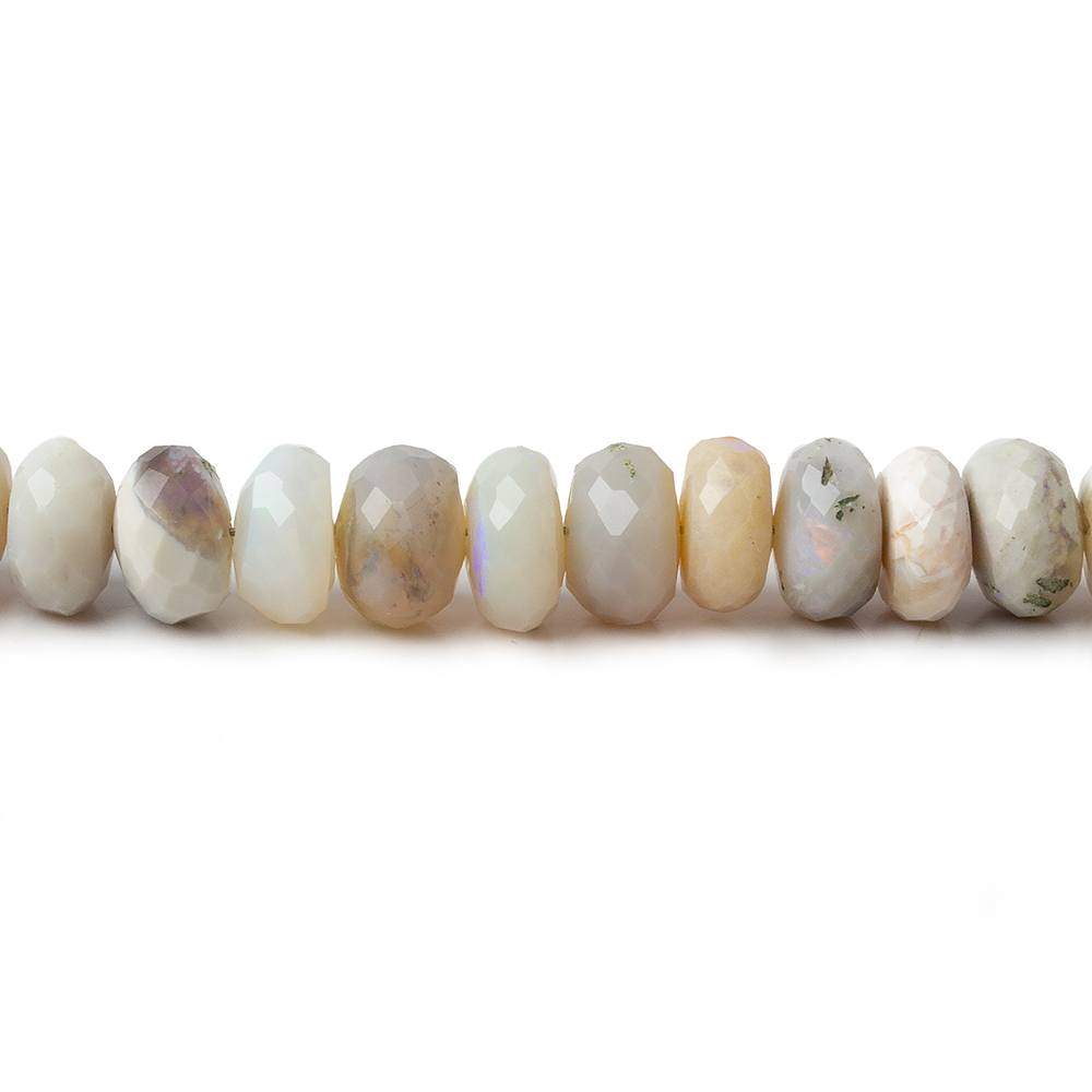 5.5-6.5mm Beige Grey Australian Opal faceted rondelles 18 inch 130 beads - Beadsofcambay.com