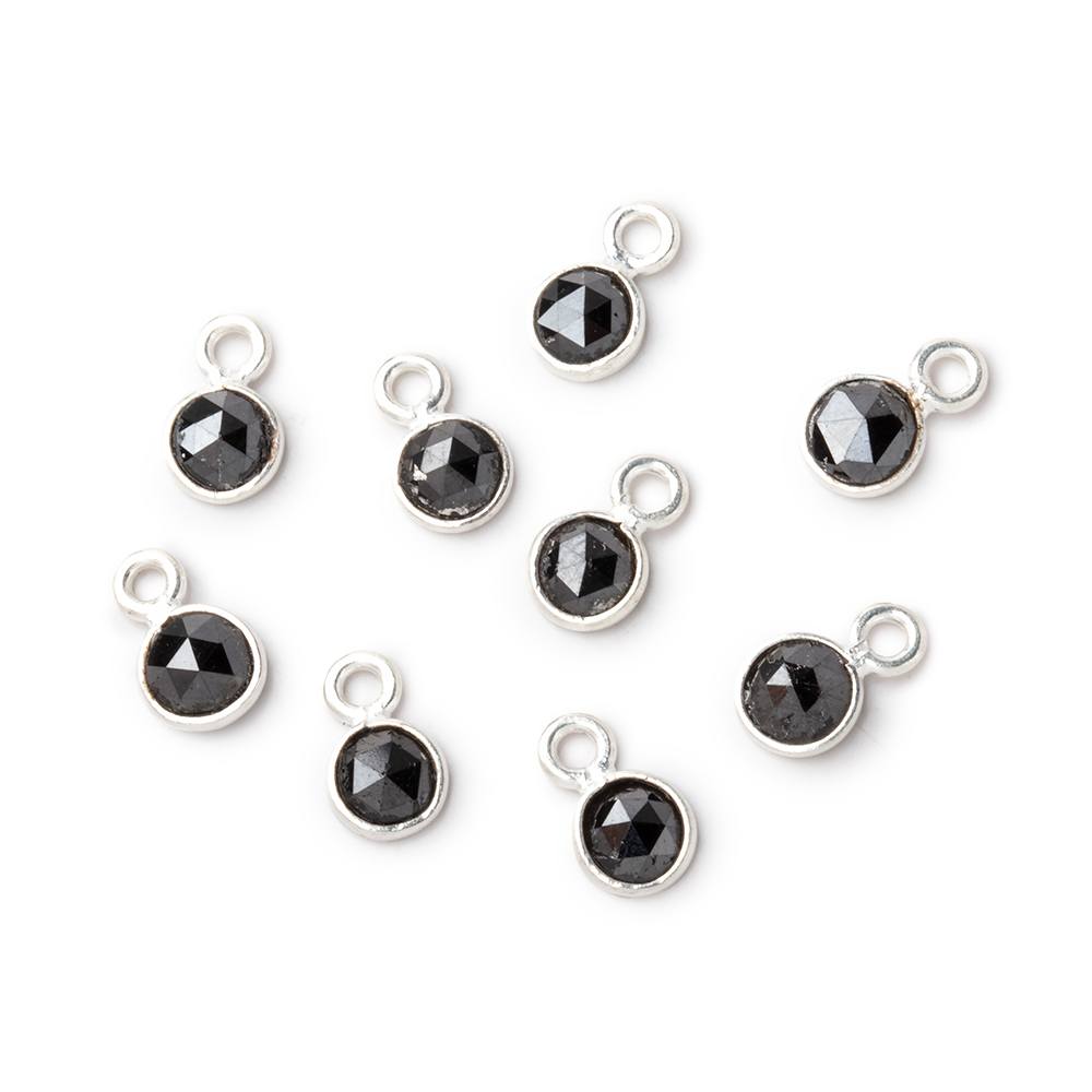 5mm Sterling Silver Bezel Black Diamond Faceted Coin Pendant 1 focal piece - Beadsofcambay.com