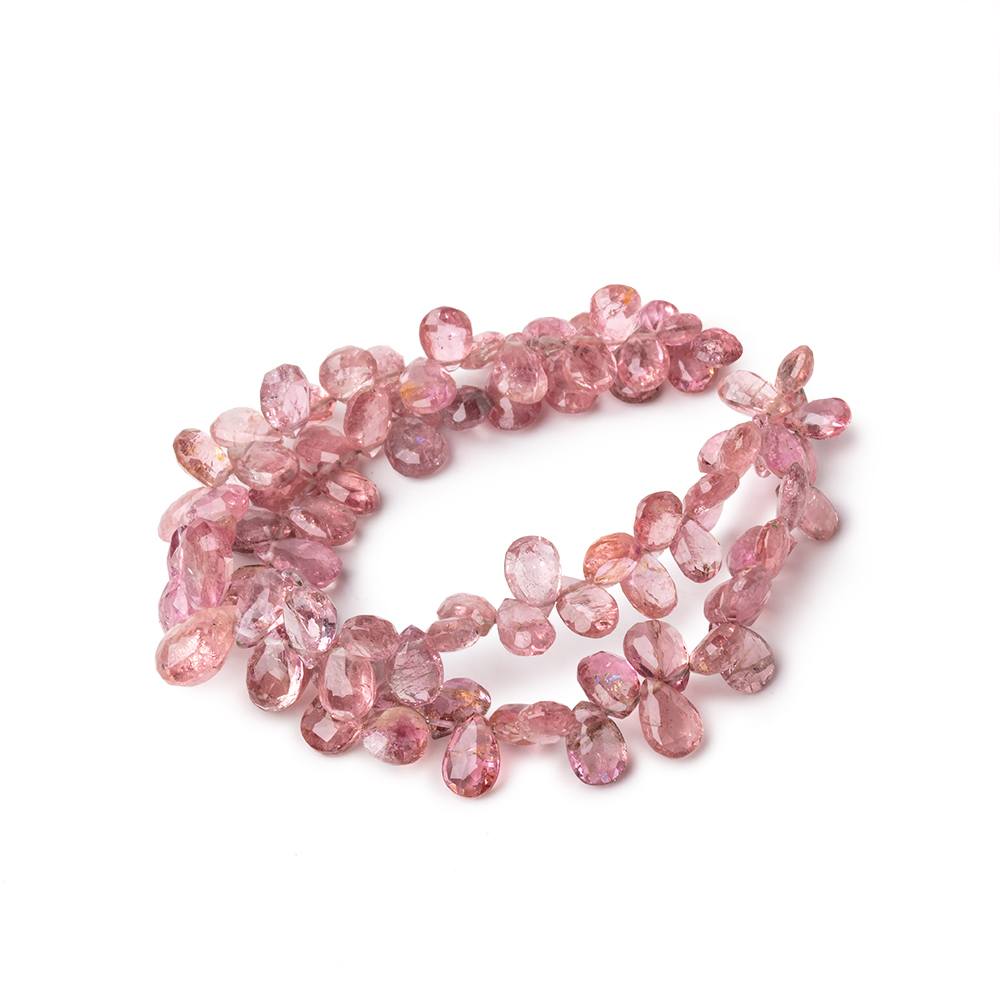 5x4-8x5mm Pink Tourmaline Faceted Pears Lot of Two Strands with 92 Beads - Beadsofcambay.com