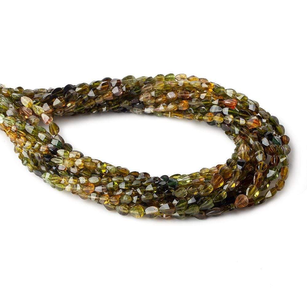 5x4mm Green and Brown Tourmaline Faceted Fancy Beads 80 beads 15 inch