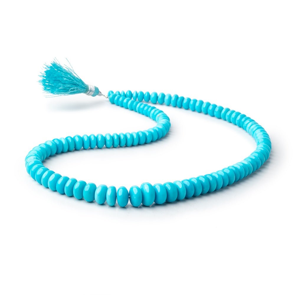 6.5-10.5mm Sleeping Beauty Turquoise Plain Rondelle Beads 17 inch 100 pieces AAA - Beadsofcambay.com