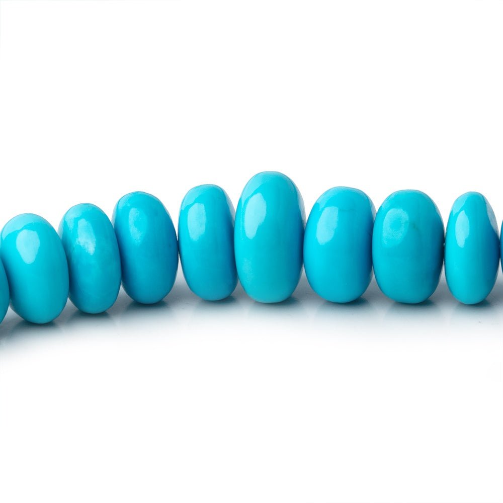 6.5-10.5mm Sleeping Beauty Turquoise Plain Rondelle Beads 17 inch 100 pieces AAA - Beadsofcambay.com