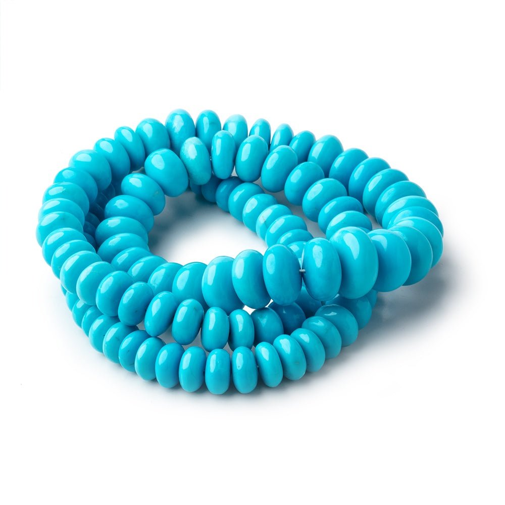 6.5-10.5mm Sleeping Beauty Turquoise Plain Rondelle Beads 17 inch 100 pieces AAA - Beadsofcambay.com