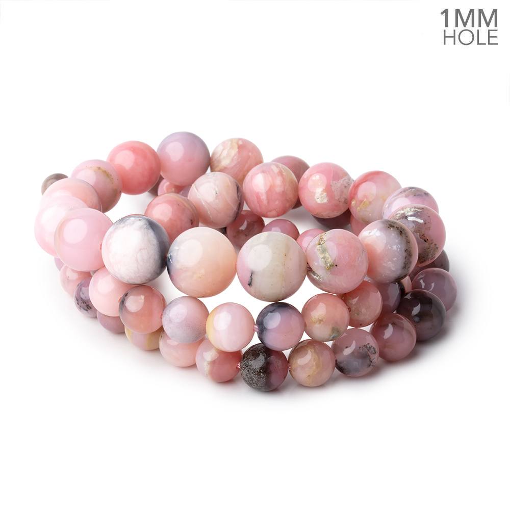 6-12mm Pink Peruvian Opal Plain Round Beads 20 inch 60 pieces AA 1mm Hole - Beadsofcambay.com