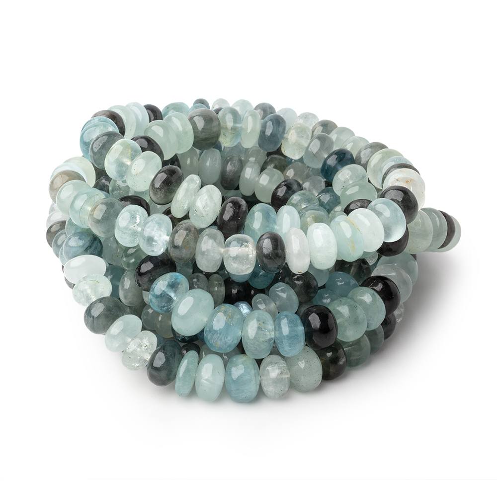 Offiki Aquamarine Faceted Rondelle Beads sale | AAA Quality Aquamarine Beads | 16 Inches Length | 3-6.5 MM Size | 49 Carat Weight | Sku#441