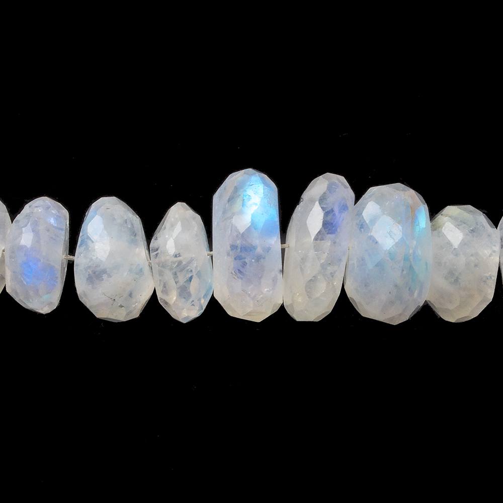 133/ CTW - AAAA - High Quality Rainbow Moonstone - Micro Faceted Rondell Beads Nice Blue Fire sparkle - size - 2024 6 - 7.5 MM - 16 inches strand