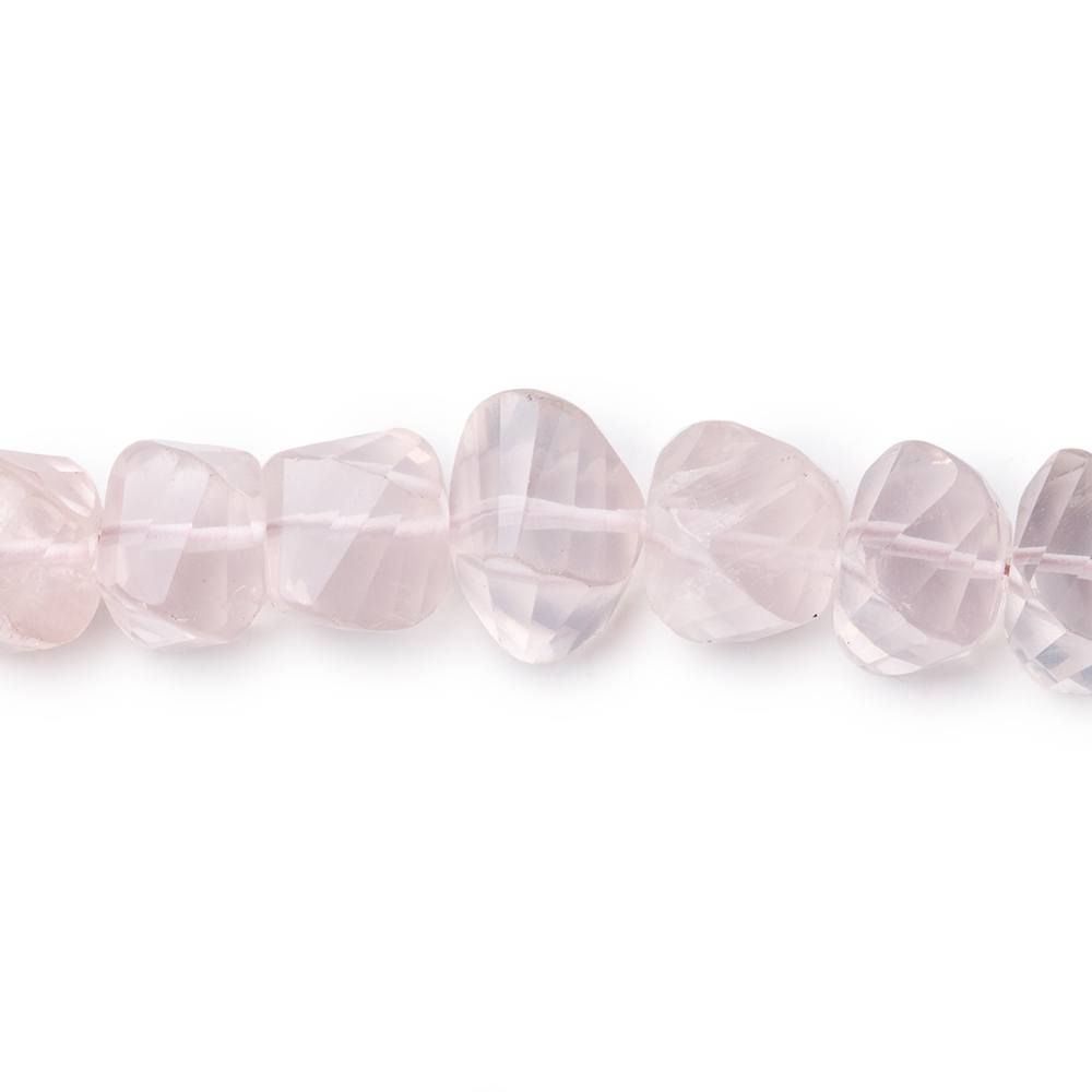 6.5-7mm Rose Quartz Faceted Twist Beads 8.5 inch 36 pieces - Beadsofcambay.com