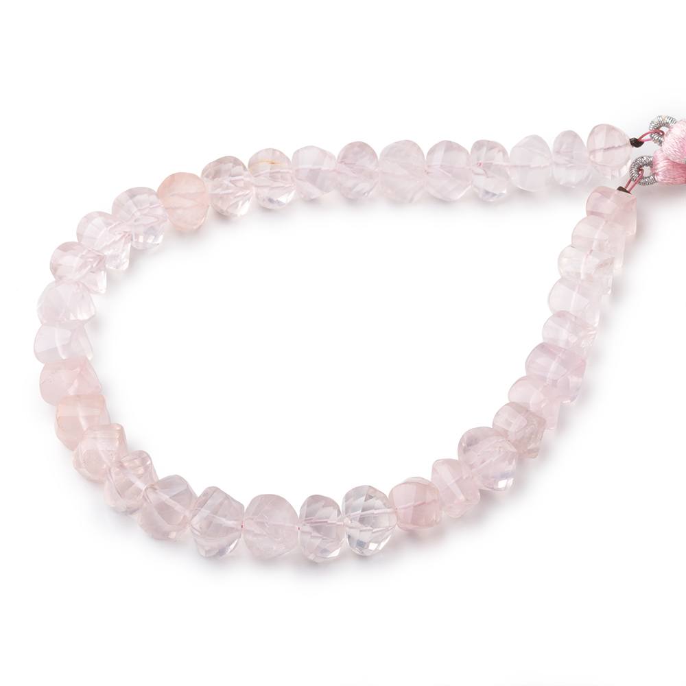 6.5-7mm Rose Quartz Faceted Twist Beads 8.5 inch 36 pieces - Beadsofcambay.com