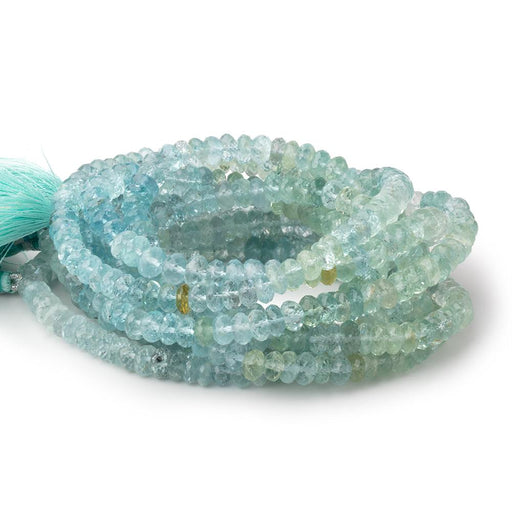 6.5mm Shaded Aquamarine Plain Rondelle Beads 16 inch 115 pieces AA - Beadsofcambay.com