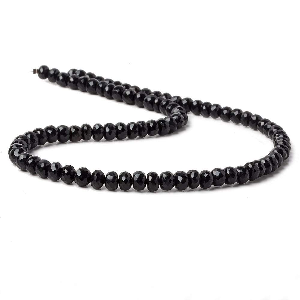 6mm Black Chalcedony faceted rondelle beads 16 inch 88 pieces - Beadsofcambay.com