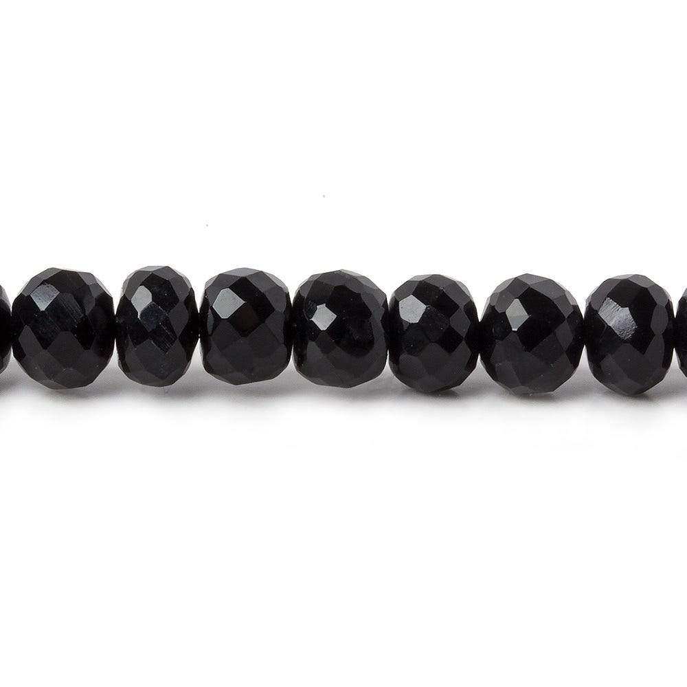 6mm Black Chalcedony faceted rondelle beads 16 inch 88 pieces - Beadsofcambay.com