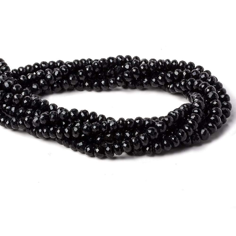 6mm Black Chalcedony faceted rondelle beads 16 inch 88 pieces - Beadsofcambay.com